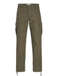 JACK&JONES PLUS Men/'s Jpstkane Jjbarkley Cargo Pant Noos Pls Trousers, Olive Night, 46W x 32L
