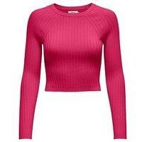 Only Kids Girls Long Sleeve Ribbed Jumper - Bright Pink