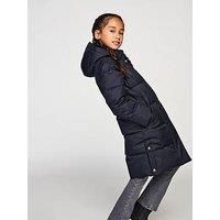 Only Kids Girls Longline Padded Coat - Navy