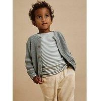 NAME IT NMNEMLEN LIN LS Knit Lil NOOS Cardigan Sweater, Limestone, 122/128 cm