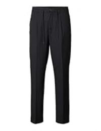 SELETED HOMME Men/'s Slh190-reg Tapered Leroy Pleat Pant Noos Trouser, Black, S