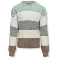 ONLY Girl/'s Kogsandy L/S Stripe Pullover KNT Noos Sweater, Silt Green, 110/116 cm