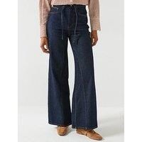 Aware High Ride Belted Wide Jeans - Blue
