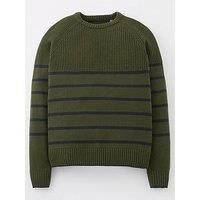 Jack & Jones Junior Boys Panel Knit Crew Neck Jumper - Khaki