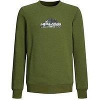 JACK&JONES JUNIOR Boy/'s JCOMOUNTAIN LOGO SWEAT CREW NECK SN JNR Sweatshirt, Cypress,