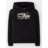 JACK&JONES JUNIOR Boy/'s JCOOUTDOOR LOGO SWEAT HOOD SN JNR Hooded Sweatshirt, Black,