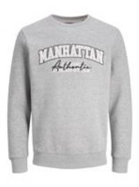 JJ REBEL Men/'s Jrebnewyork Sweat Crew Neck Sn Sweatshirt, Light Grey Melange, S