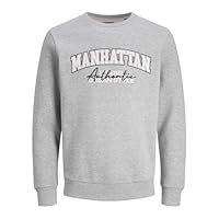 JJ REBEL Men/'s Jrebnewyork Sweat Crew Neck Sn Sweatshirt, Light Grey Melange, XL