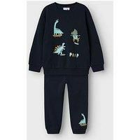 Name It Mini Boys 2 Piece Dino Sweat Set - Dark Sapphire