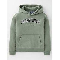 JACK & JONES Boy/'s Jjecaleb Varsity Sweat Hood Noos Jnr Sweatshirt, Iceberg Green, 152