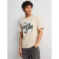 JACK & JONES Men/'s Jjhawaii Shape Tee SS Crew Neck, Moonbeam, L
