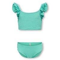 Only Kids Girls Textured Bikini - Pool Blue