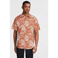 Jack & Jones Joshua Split Aop Short Sleeve Shirt - Orange