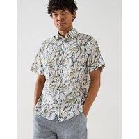 Jack & Jones Joshua Split All Over Print Short Sleeve Shirt - Off White