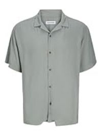 JACK & JONES Men/'s Jjejeff Solid Resort Shirt S/S Sn Short-Sleeved, Iceberg Green, XXL
