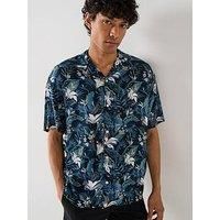 JACK & JONES Men/'s Jjejeff Tropical AOP Resort Shirt Ss Sn Short-Sleeved, Sky Captain, XL