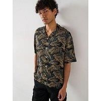 JACK & JONES Men/'s Jjejeff Tropical AOP Resort Shirt Ss Sn Short-Sleeved, Black, M