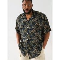 JACK&JONES PLUS Men/'s Jjejeff Tropical AOP Resort Shirt Sn Pls Short-Sleeved, Black, 5XL