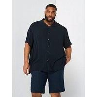 JACK&JONES PLUS Men/'s Jjejeff Solid Resort Shirt S/S Sn Pls Short-Sleeved, Black, 4XL