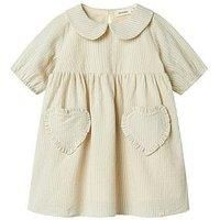 Lil Atelier Mini Girls Heart Pocket Short Sleeve Dress - Vapor Blue
