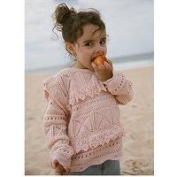 Lil Atelier Mini Girls Crochet Knitted Jumper - Peach Whip
