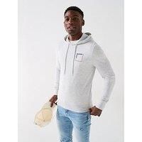 Jack & Jones Verner Square Logo Overhead Hoodie - Light Grey