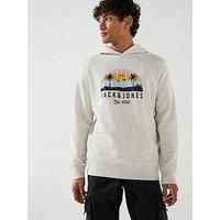 JACK & JONES Men/'s Jjpalm Sweat Hood, White Melange, XL