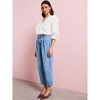 Vero Moda High Rise Barrel Denim Jeans - Blue