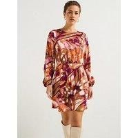 Vero Moda Linea Long Sleeve Short Woven Dress - Multi