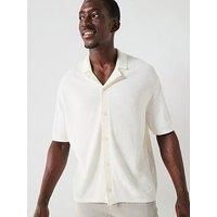 Selected Homme Telum Short Sleeve Relaxed Fit Knitted Resort Cardigan - Egret