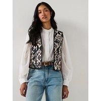 Jdy Printed Quilted Waistcoat Jacket - Black