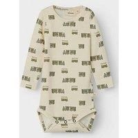 Lil Atelier Baby Boys Train Print Long Sleeve Bodysuit - Turtledove