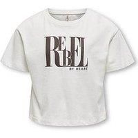 Only Kids Girls Rebel Short Sleeve T-Shirt - White