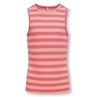 Only Kids Girls Stripe Short Sleeve Tshirt - Salmon Camelia Rose