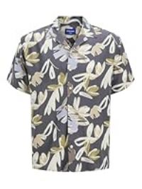 JACK & JONES Men/'s Jorluke Varenna AOP Shirt Ss, Iron Gate, M