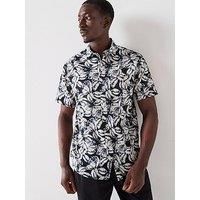 Jack & Jones Joshua Split Aop Short Sleeve Shirt - Black/White