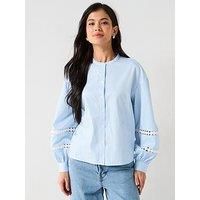 Vero Moda Janni Tape Long Sleeve Woven Shirt - Blue