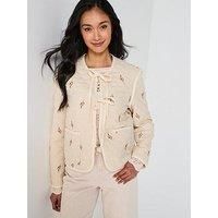 Vero Moda Evelyn Embellished Short Jacket - Cream