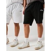 Jack & Jones Big Tall 2-Pack Sweat Shorts - White Melange