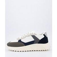 JACK & JONES Aspire Runner Polyurethane Men/'s White Castlerock/Navy Blazer Trainers - UK 10