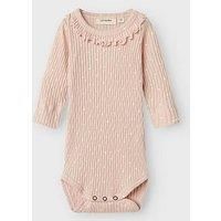 Lil Atelier Baby Girls Long Sleeved Bodysuit - Peach Whip