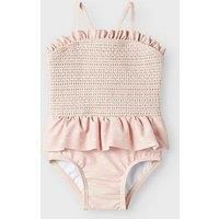 Lil Atelier Baby Girls Swan Print Swimsuit - Peach Whip