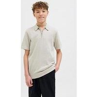 Jack & Jones Junior Boys Milano Short Sleeve Knitted Polo - Silver Lining