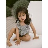 Lil Atelier Mini Girls Frill Swimsuit - Forest Fog