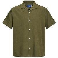 Jack & Jones Junior Boys Luke Crinkle Short Sleeve Shirt - Khaki