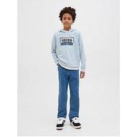 Jack & Jones Junior Boys Logan Print Hoodie - Blue
