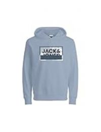 JACK & JONES Men/'s Jcologan Print Sweat Hood Sn Mni, Subdued Blue, 122