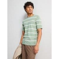 Only & Sons Wyler Life Short Sleeve Striped Knitted T-Shirt - Green