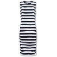 Only Kids Girls Stripe Bodycon Midi Dress - Navy