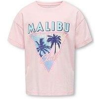 Only Kids Girls Malibu Short Sleeve Tshirt - Roseate Spoonbill
